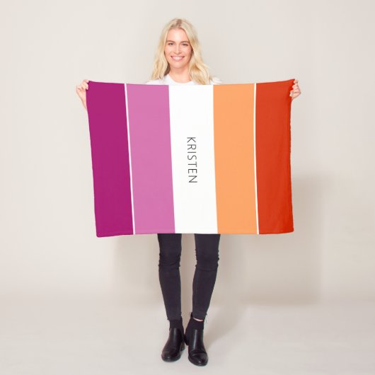 名前カスタム付きレズストライプビアン国旗の色 フリースブランケット (インサイチュ)