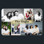 名前カスタム付き6枚のマグネットの写真コラージュ マグネット<br><div class="desc">名前カスタム付き6枚のマグネットの写真コラージュ</div>