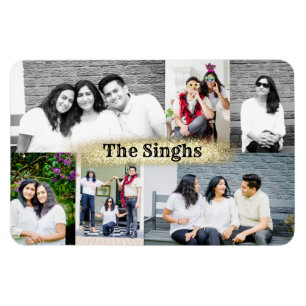 名前カスタム付き6枚のマグネットの写真コラージュ マグネット