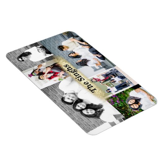 名前カスタム付き6枚のマグネットの写真コラージュ マグネット (右側)