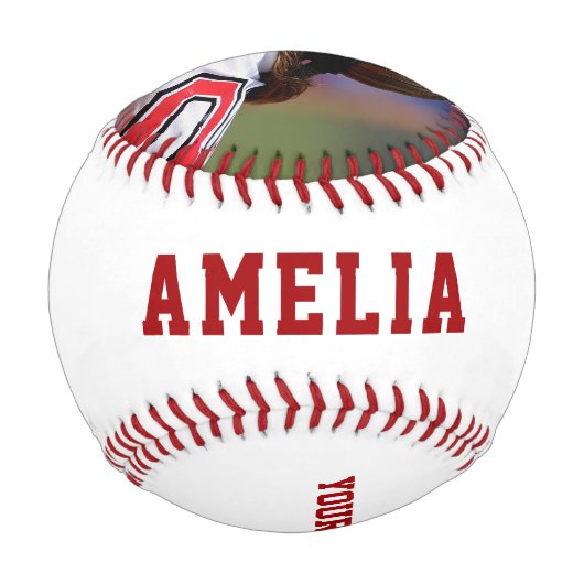 名前カスタム番号フォトキッズ付き野球 野球ボール (裏面)