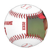 名前カスタム番号フォトキッズ付き野球 野球ボール (正面)