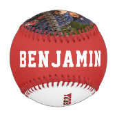 名前カスタム番号フォトキッズ付き野球 野球ボール (裏面)