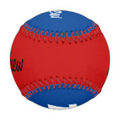 名前カスタム番号ブルーレッド付き野球場 野球ボール (裏面)