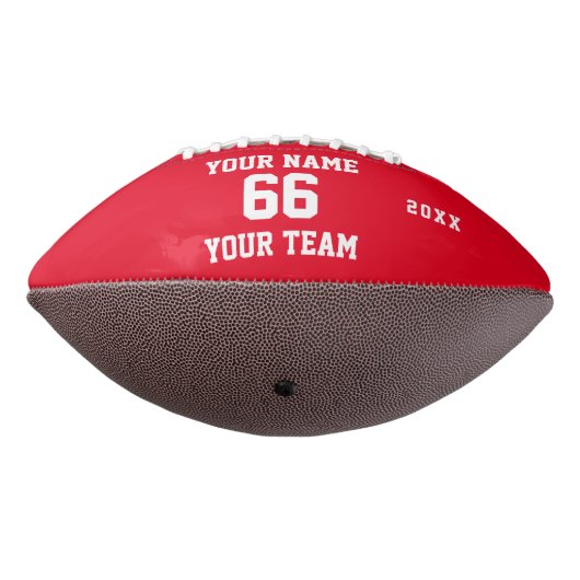 名前カスタム、番号、チーム付き白い赤いサッカー アメリカンフットボール (回転270)