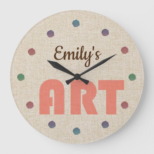 名前カッコいいアートの追加芸術的 ラージ壁時計 (正面)