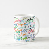 名前カッコいいパターンのカラフルとパーソナライズされた コーヒーマグカップ (正面右)