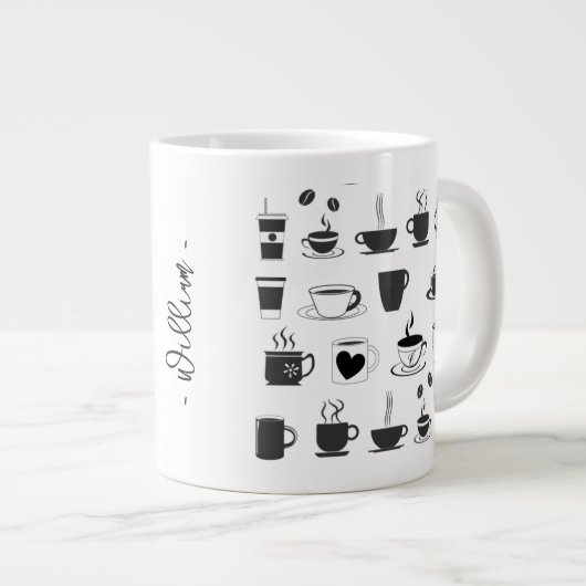 名前カップ愛好者向けカスタムジャンボコーヒーマグ ジャンボコーヒーマグカップ (正面右)