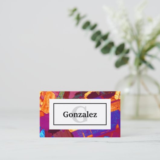 名前カラフルとモノグラムの薄い部分をロック 名刺 (スタンド正面)