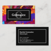 名前カラフルとモノグラムの薄い部分をロック 名刺 (正面/裏面)