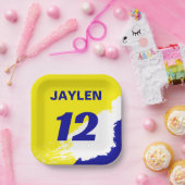 名前カラフルと番号のスポーツ ペーパープレート (パーティー)