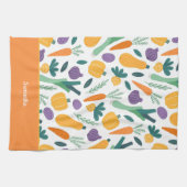 名前カラフルオレンジの新鮮な野菜のパターン キッチンタオル (横)