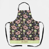 名前カラフルパーソナライズされたフローラのシームレスなパターン エプロン (正面)