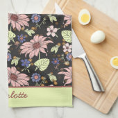 名前カラフルパーソナライズされたフローラのシームレスなパターン キッチンタオル (四つ折り)
