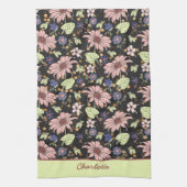 名前カラフルパーソナライズされたフローラのシームレスなパターン キッチンタオル (縦)
