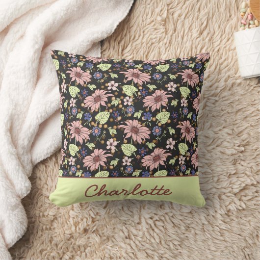 名前カラフルパーソナライズされたフローラのシームレスなパターン クッション (ブランケット)