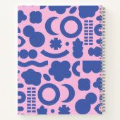 名前カラフル付きオーガニックピンク色の青い図形パターン ノートブック (裏面)