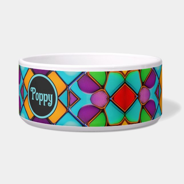 名前カラフル付きガラスの明るいステンドウィンドウ ボウル (右)