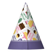 名前カラフル付きケーキパターンハッピーバースデー パーティーハット (裏面)