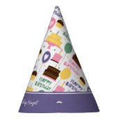 名前カラフル付きケーキパターンハッピーバースデー パーティーハット (右)