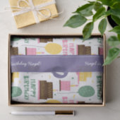 名前カラフル付きケーキパターンハッピーバースデー 薄葉紙 (ギフト)