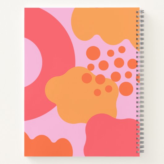 名前カラフル付きピンクオーガニックオレンジ色のシェイプ ノートブック (裏面)