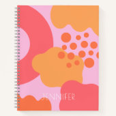 名前カラフル付きピンクオーガニックオレンジ色のシェイプ ノートブック (正面)