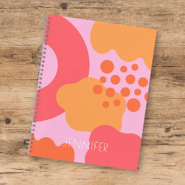名前カラフル付きピンクオーガニックオレンジ色のシェイプ ノートブック