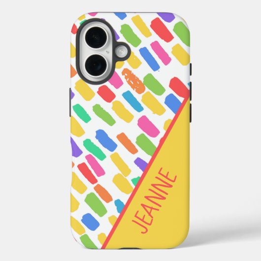 名前カラフル付きブラシストロークパターン Case-Mate iPhoneケース (裏面)