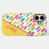 名前カラフル付きブラシストロークパターン Case-Mate iPhoneケース (裏面 (横))