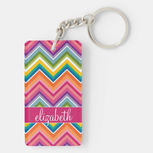 名前カラフル付き巨大シェブロン模様 キーホルダー (裏面)