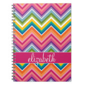名前カラフル付き巨大シェブロン模様 ノートブック (正面)