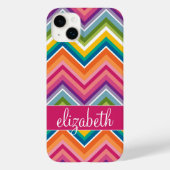 名前カラフル付き巨大シェブロン模様 Case-Mate iPhoneケース (裏面)