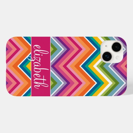 名前カラフル付き巨大シェブロン模様 Case-Mate iPhoneケース (裏面 (横))
