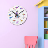 名前カラフル付き恐竜 ラウンド壁時計