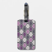 名前カラフル付き紫色の格子模様 ラゲッジタグ (裏面縦)