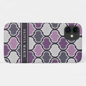 名前カラフル付き紫色の格子模様 Case-Mate iPhoneケース (裏面(横))