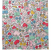 名前カラフル胸パターン石コースター シャワーカーテン (正面)