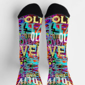 名前カラフル複製アートパターンタイポグラフィ ソックス (上部)