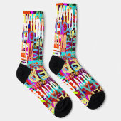 名前カラフル複製アートパターンタイポグラフィ ソックス (右)