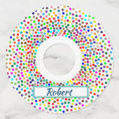 名前カラフル襟の付いたドット ワイングラスタグ (正面)