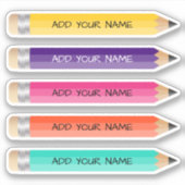 名前カラフル鉛筆ステッカスタムク – カットビニル シール (正面)