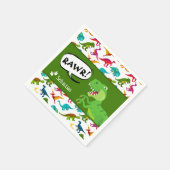 名前カラフルT-レックスグリーンの恐竜パターン スタンダードカクテルナプキン (角)