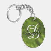 名前ガーリーとモノグラムフェイクパイングリーンフォイル写真 キーホルダー (正面左)