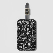 名前ガーリーハートと星白黒 ラゲッジタグ (正面縦)