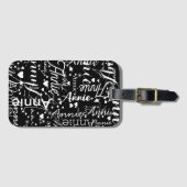 名前ガーリーハートと星白黒 ラゲッジタグ (正面横)