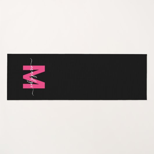 名前ガーリーモノグラムブラックピンク ヨガマット (正面(横))