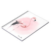 名前ガーリー付きトロピカルピンクフラミンゴ ノートブック (左側)