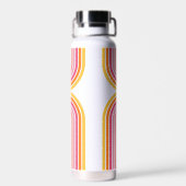 名前ガーリー付き明ストライプるい虹のパターン ウォーターボトル (背面)
