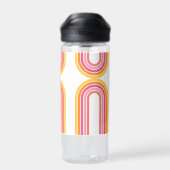 名前ガーリー付き明ストライプるい虹のパターン ウォーターボトル (背面)